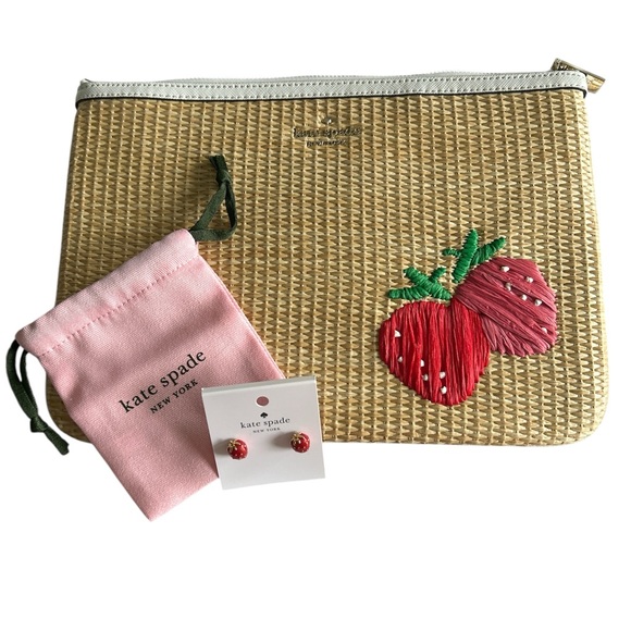 kate spade Handbags - Kate Spade Picnic In The Park Strawberry Clutch Bag/ Stud Earrings Set